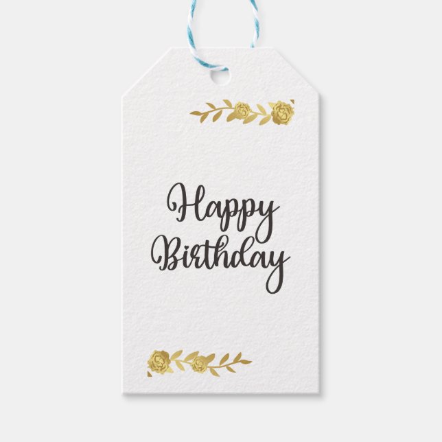 Elegante etiqueta de regalo floral de oro (Anverso)