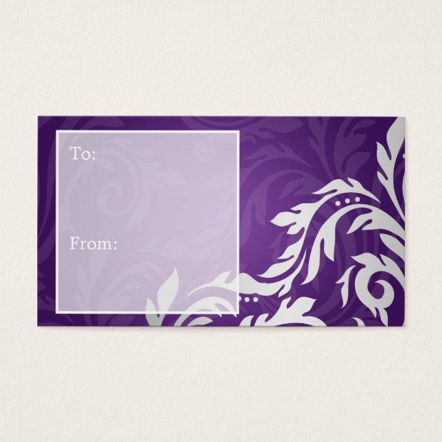 Elegante etiqueta de regalo navideño Flourily Purp (Frente)