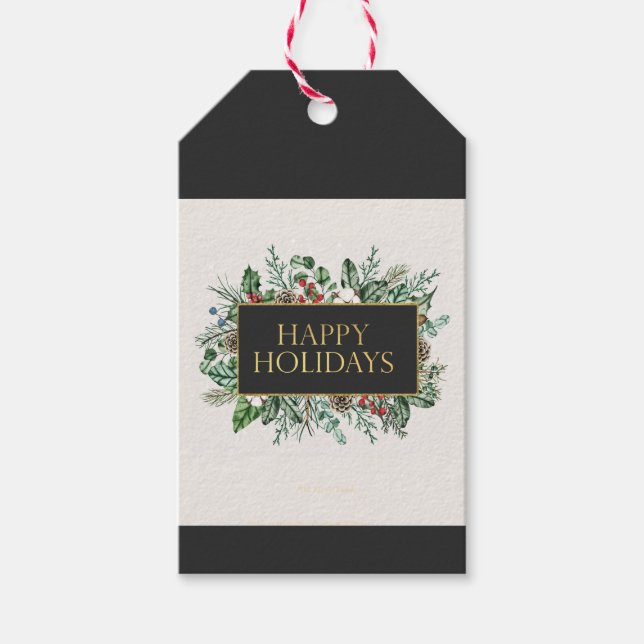 Elegante etiqueta de regalo para Navidades de verd (Anverso)