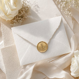 Elegante etiqueta de sello de cera botánico dorado