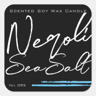 Elegante etiqueta de velas Minimalistas azul claro