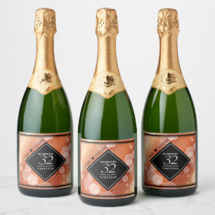 Elegante etiqueta de vino del 32° aniversario del