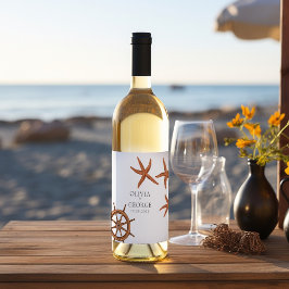 Elegante etiqueta de vino personalizada de playa