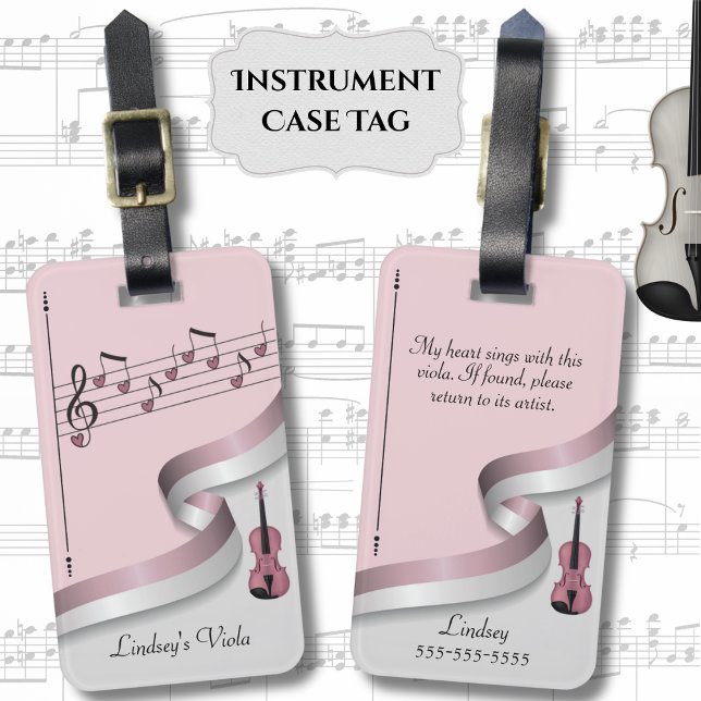 Elegante etiqueta Funda de instrumentos de Viola R (Personalized Instrument Tag to ensure your viola always finds its way home. )
