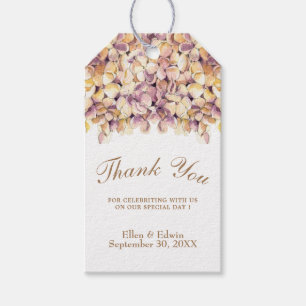 Elegante etiqueta Rustic Hydrangea Favor púrpura