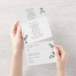 Elegante Eucalipto Boda Todo En Una Invitación