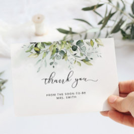 Elegante eucalipto ducha de novia tarjeta de agrad