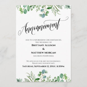 Elegante Eucalipto Invitación Boda pospuesta