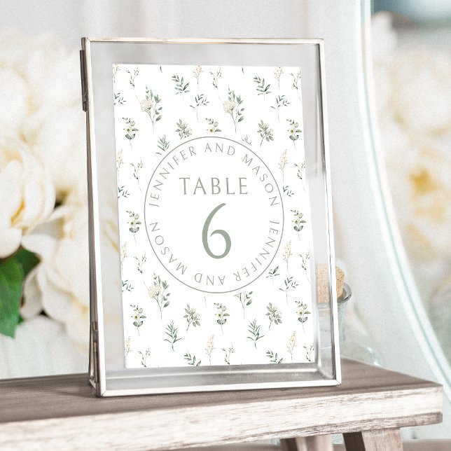 Elegante eucalipto verde boda números de mesa (Subido por el creador)