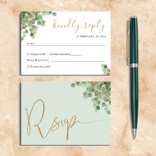 Elegante Eucalipto Verde Botánico Dorado RSVP