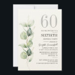 Elegante Eucalyptus 60.ª Invitación a la Fiesta de<br><div class="desc">Podría ser un fiesta sorprendente u otro decenio especial logrado. Esta invitación a la fiesta de cumpleaños número 60, que incluye diseño de vegetación eucalipto con tipografía popular moderna, puede ser fácilmente editada para adaptarse a cualquier celebración de cumpleaños o aniversario. Puede cambiar la redacción, los detalles de cumpleaños y...</div>