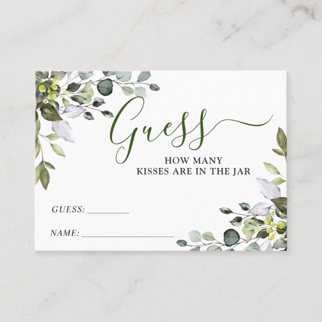 Elegante Eucalyptus Adivina Cuántas Tarjetas De Ju (Anverso)