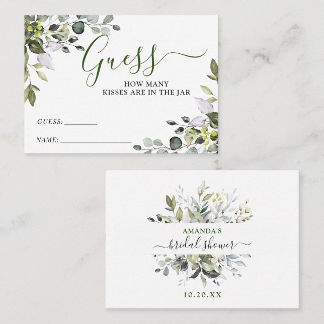 Elegante Eucalyptus Adivina Cuántas Tarjetas De Ju (Anverso / Reverso)