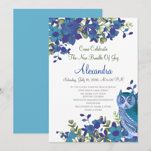 Elegante Eucalyptus Azul Verde azulado Lechuza Flo (Anverso / Reverso)