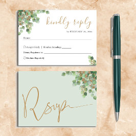 Elegante Eucalyptus Botánico Greenery Gold RSVP