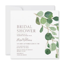 Elegante Eucalyptus Bridal Shower Invitación
