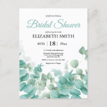 Elegante Eucalyptus Bridal Shower Invitación