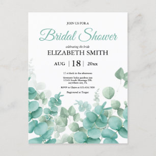 Elegante Eucalyptus Bridal Shower Invitación
