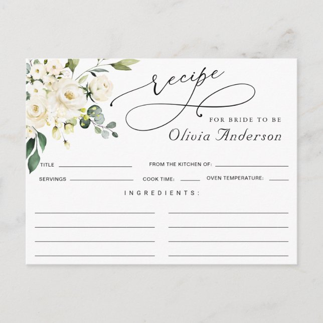 Elegante Eucalyptus Bridal Shower Tarjeta de Recet (Anverso)