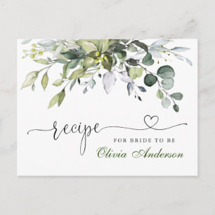 Elegante Eucalyptus Bridal Shower Tarjeta de Recet