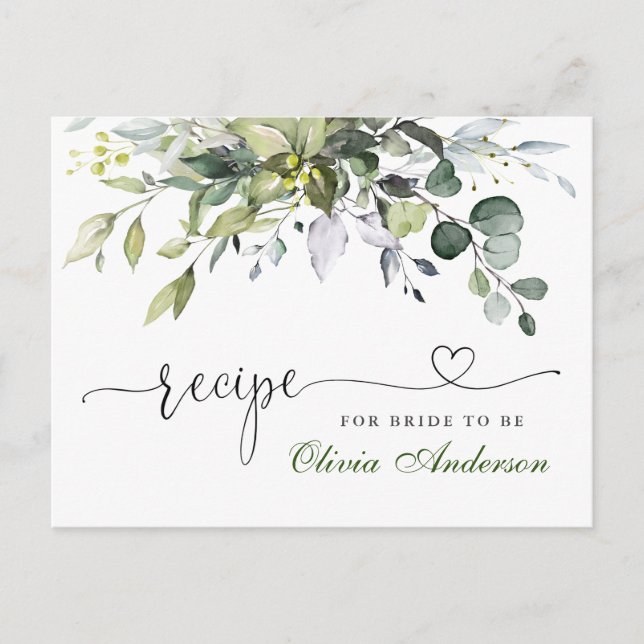 Elegante Eucalyptus Bridal Shower Tarjeta de Recet (Anverso)