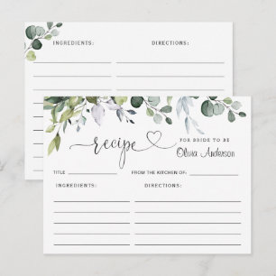 Elegante Eucalyptus Bridal Shower Tarjeta de Recet