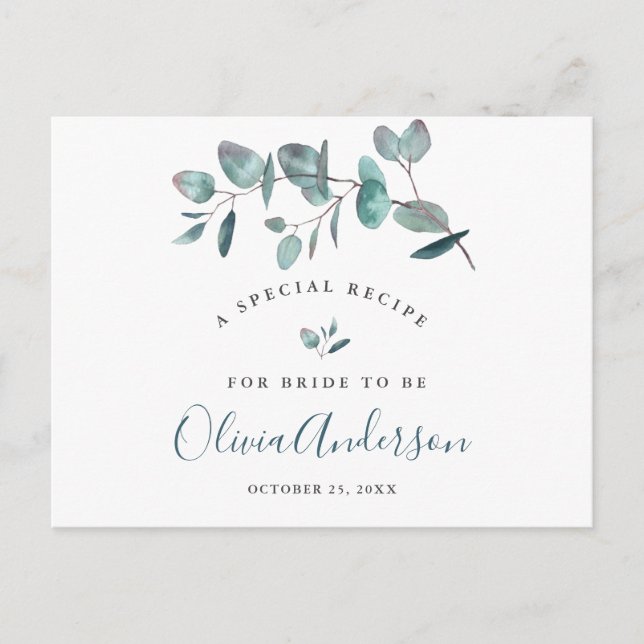 Elegante Eucalyptus Bridal Shower Tarjeta de Recet (Anverso)
