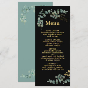 Elegante Eucalyptus deja el menú Boda Faux Gold