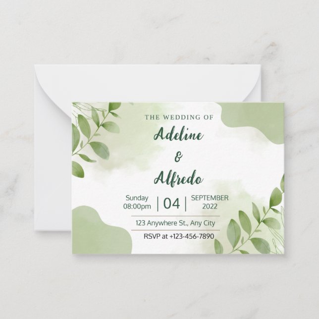 Elegante Eucalyptus deja invitación a la boda (Anverso)