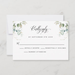 Elegante Eucalyptus deja la tarjeta RSVP de vegeta