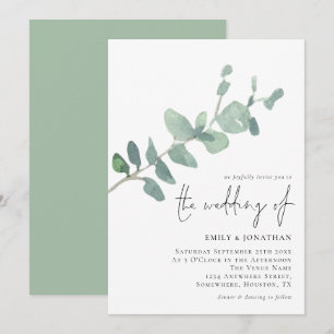 Elegante Eucalyptus Dejar Guión Invitación a la Bo