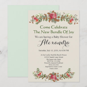 Elegante Eucalyptus Floral Mint Green Baby Shower