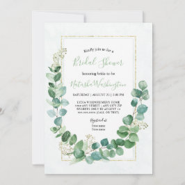 Elegante Eucalyptus Gold Bridal Ducha Invitación