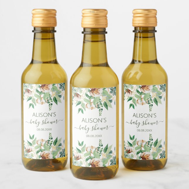 Elegante Eucalyptus Greenery Baby Shower Mini (Botellas)