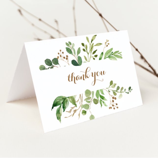 Elegante Eucalyptus Greenery Boda Gracias Tarjeta (Subido por el creador)