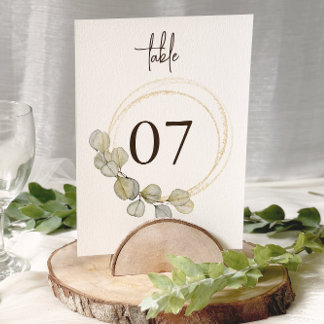 Elegante Eucalyptus Greenery Boda números de tabla