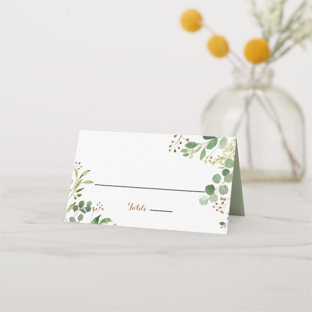 Elegante Eucalyptus Greenery Boda Tarjeta de plaza (Anverso)