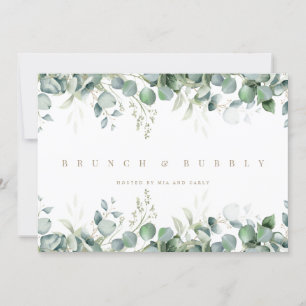 Elegante Eucalyptus Invitación a Ducha Bridal Blan