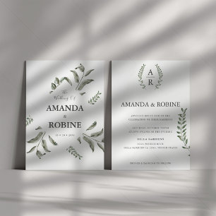 Elegante Eucalyptus Invitación a la Boda Acuática