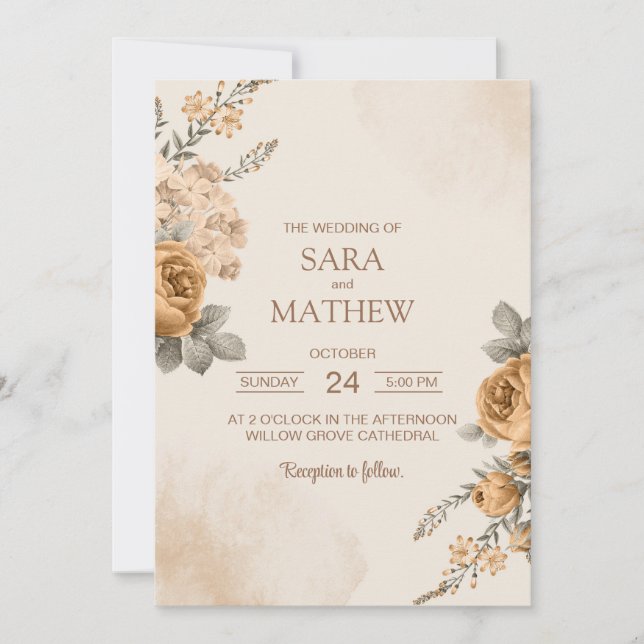 Elegante Eucalyptus Invitación a la Boda Simple (Anverso)