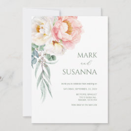 Elegante Eucalyptus Peonies Invitación a la Boda