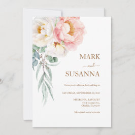 Elegante Eucalyptus Peonies Invitación a la Boda