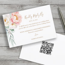 Elegante Eucalyptus Peonies Wedding RSVP (código Q