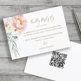 Elegante Eucalyptus Peonies Wedding RSVP (código Q