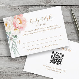 Elegante Eucalyptus Peonies Wedding RSVP (código Q