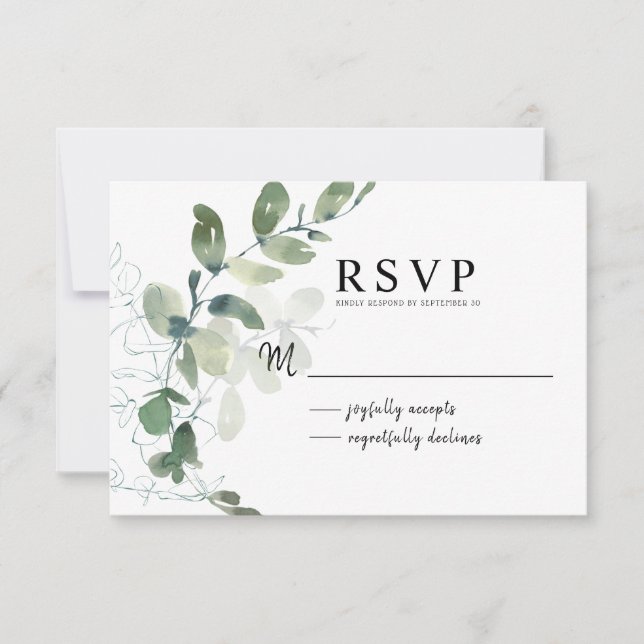 Elegante Eucalyptus Watercolor Floral RSVP (Anverso)