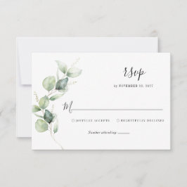 Elegante Eucalyptus Watercolor Script Wedding RSVP