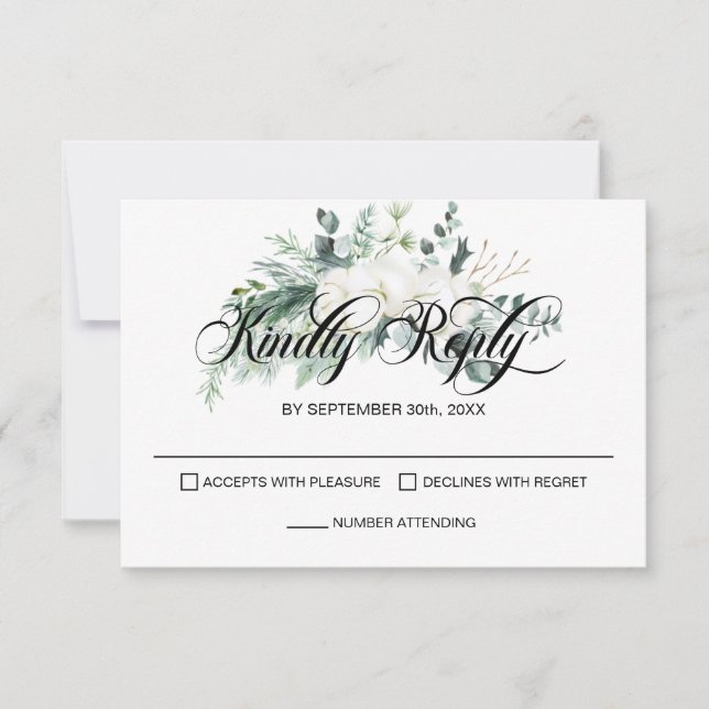 Elegante Eucalyptus Wedding RSVP (Anverso)