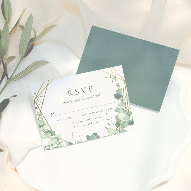 Elegante Eucalyptus y Boda Geométrica de Oro RSVP (Subido por el creador)