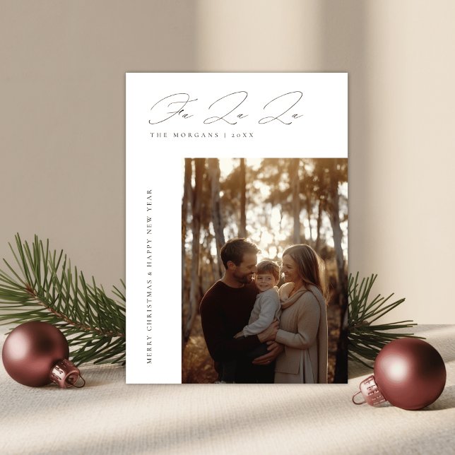 Elegante Fa La La Navidad Foto Familiar Rústica (Subido por el creador)